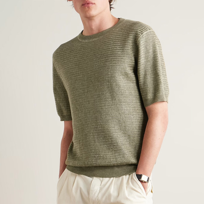 zegna cotton wool silk blend knit t-shirt